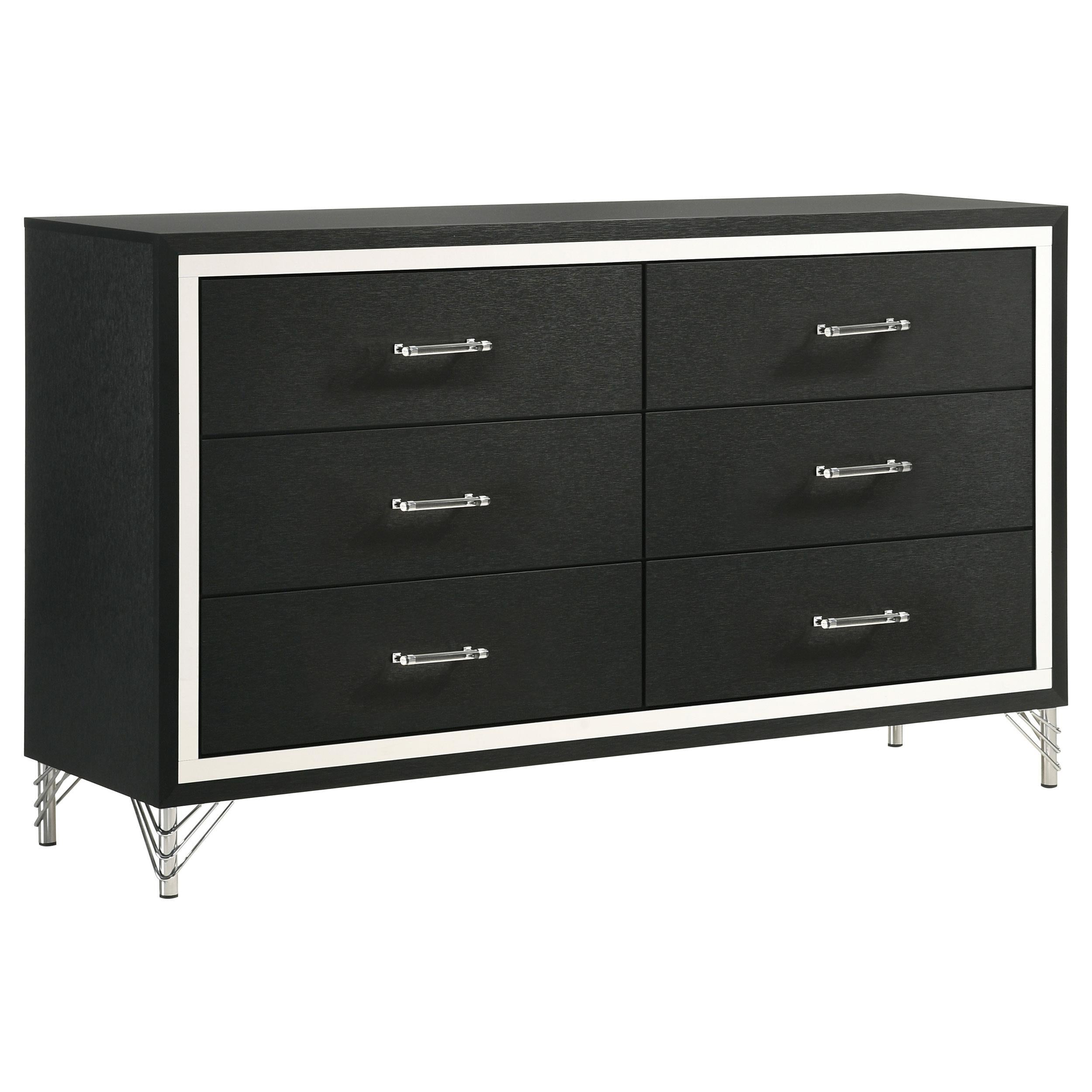 Coaster Furniture Lucia 224993 6-Drawer Dresser Cabinet - Black IMAGE 1